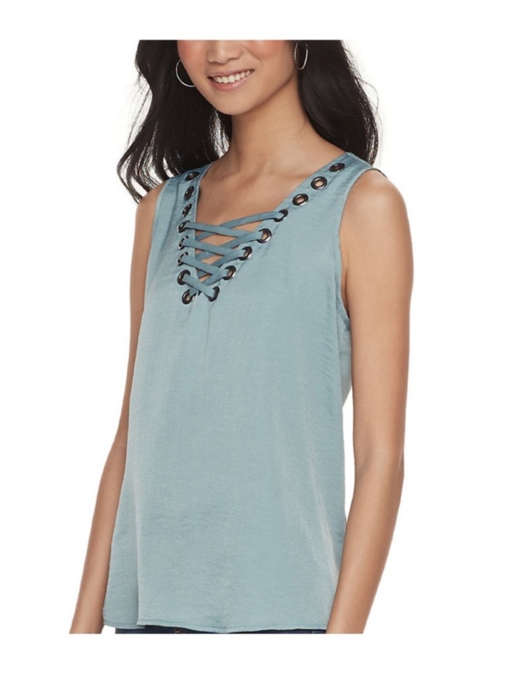 Rock & Republic Grommet Lace Up Tank